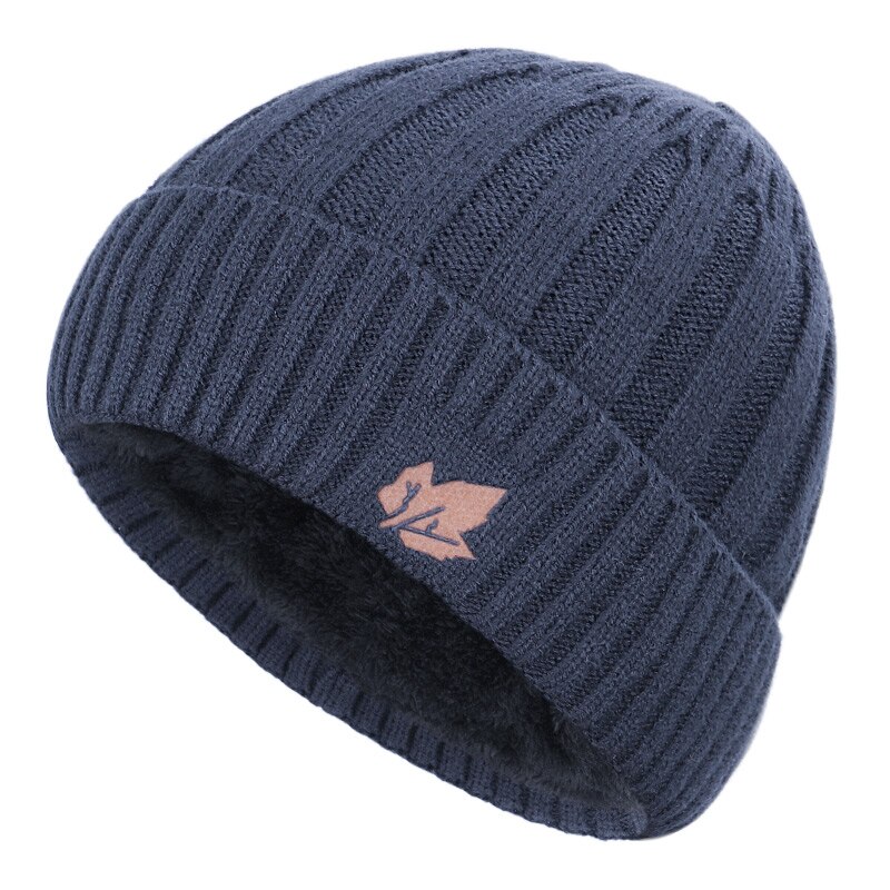 Chapeau écharpe d'hiver en feuille d'érable | Chapeau pour hommes et femmes, chapeau rayé en coton, tricot , ensemble écharpe en velours Plus bavoir épais,: Navy-2