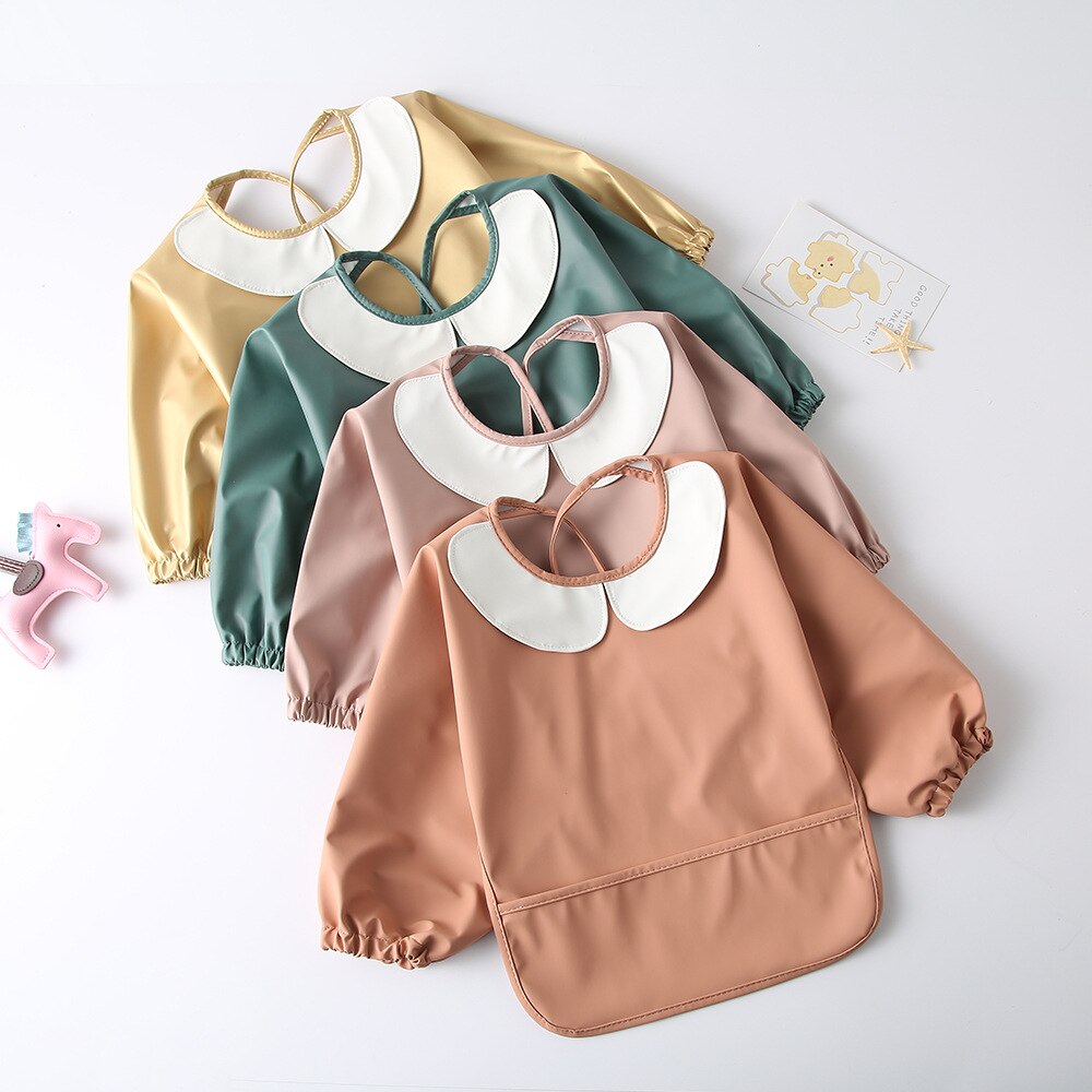 Bebê à prova dwaterproof água babadores arroto pano com bolso alimentação do bebê desenho blusa para crianças acessórios do bebê infantil avental crianças coisas