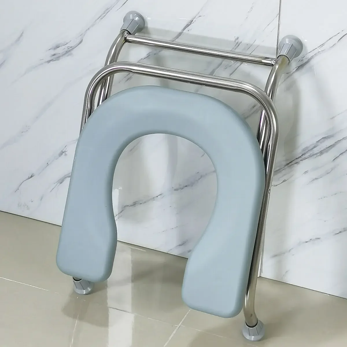 Folding U Plate Sitting Chair Stool Pregnant Elderly Toilet Seat Stool Chair Stainless Steel Toilet Stool Squat Sit Toilet