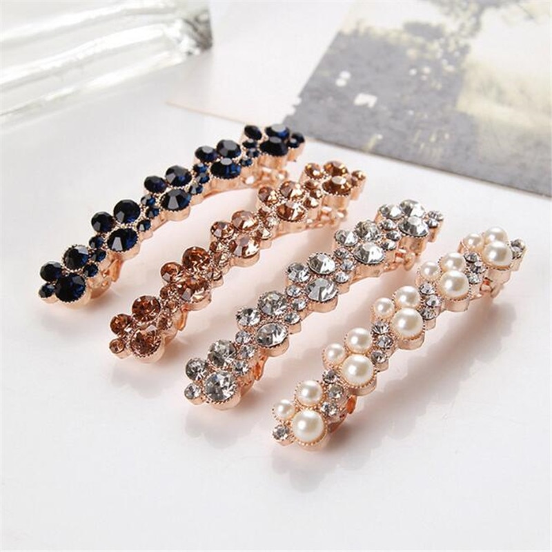 Women Girl Korean Crystal Crystal Pearl Hair Clip Barrettes Hairgrips Hair Pin Hair Accessories Styling Tools