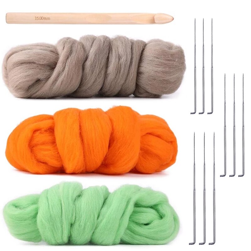 Nonvor Wool Roving Felt Needle Starter Yarn Roving Kit Spinning Handicraft Needlework Accessories Spinning Weaving Doll Making