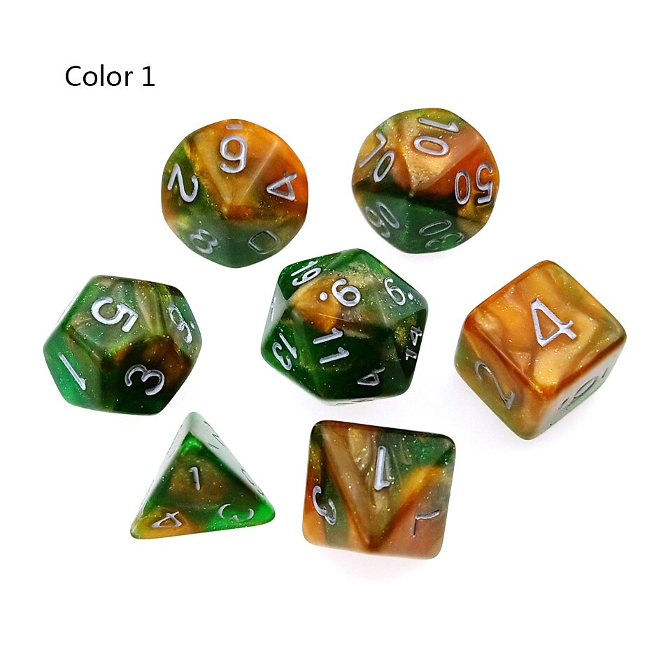 7 Pc Polyhedral Rpg Dobbelstenen Set Kleurrijke Met Glitter (D4 D6 D8 D10 D % D12 & D20) voor Dnd D & D Roleplaying Games: 1