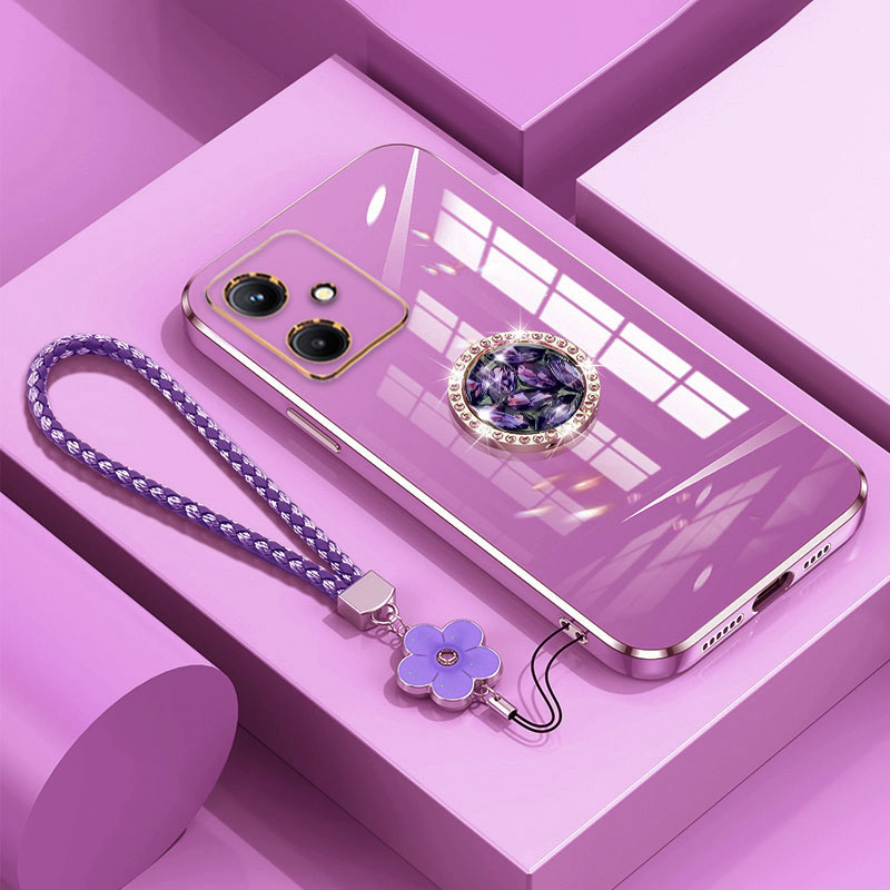 Moto G 54 84 53 Case with Lanyard,Luxury Diamond Holder Case For Motorola Moto G84 G54 5G G23 G13 G53 Cover Cases G42 Stand Ring: POLYESTER / Lavender