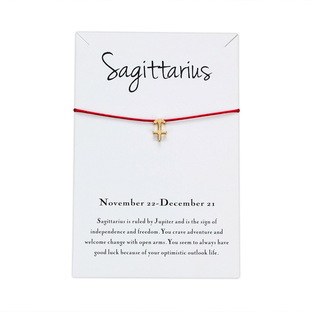 Lucky Eye Sterrenbeeld 12 Constellation Charm Armband Voor Vrouwen Mannen Armband Wish Card Sieraden Goud Kleur CN128: Sagittarius