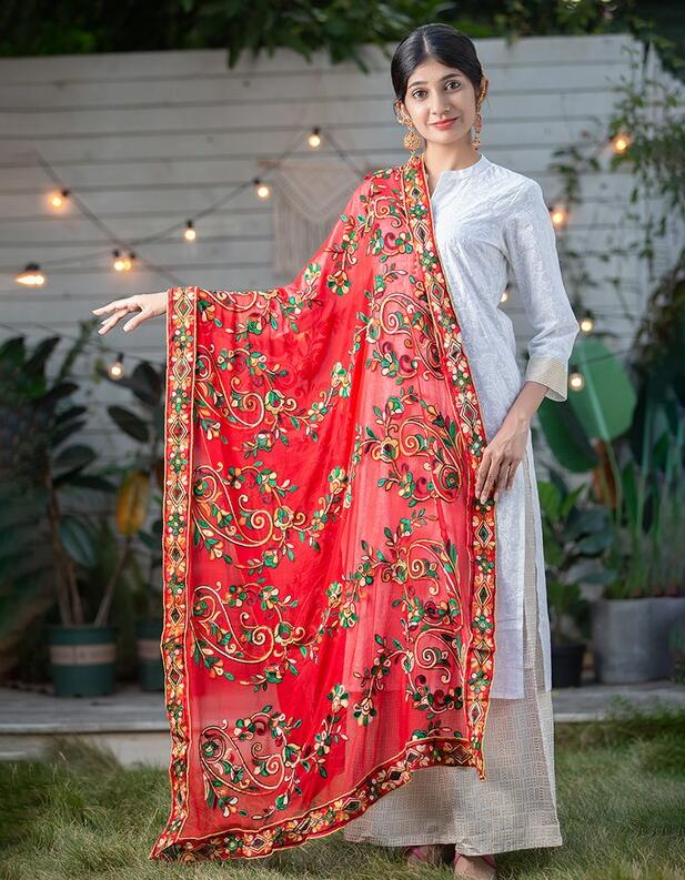 India Sari 'S Vrouw Mode Etnische Stijlen Dupattas Sari 'S Lente Zomer Klassieke Sjaal Comfortabele Borduren Shawl