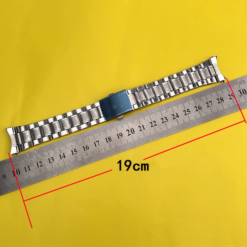Böjda ändar 20mm 22mm klockarmband i rostfritt stål länk armband armbandsurarmband herrbyte klockarmband med stift