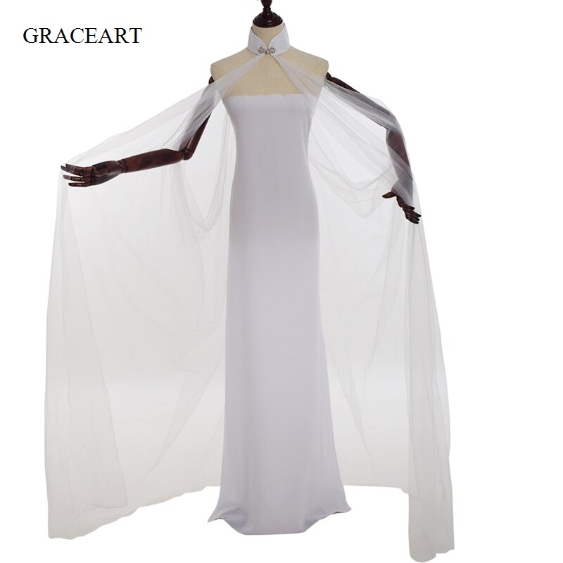Middelalderlig kostume kvinder blød heksekappe fe alf elven cosplay tyl mesh kappe