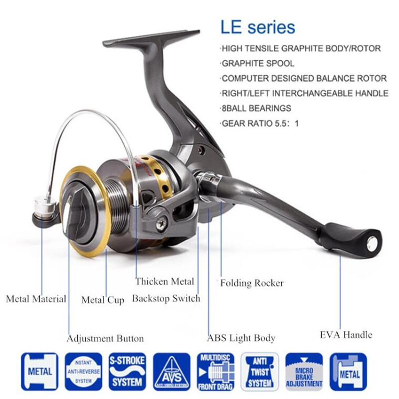 Telescopic Spinning Fishing Rod With Reel Carbon Metal Set Combo Kit