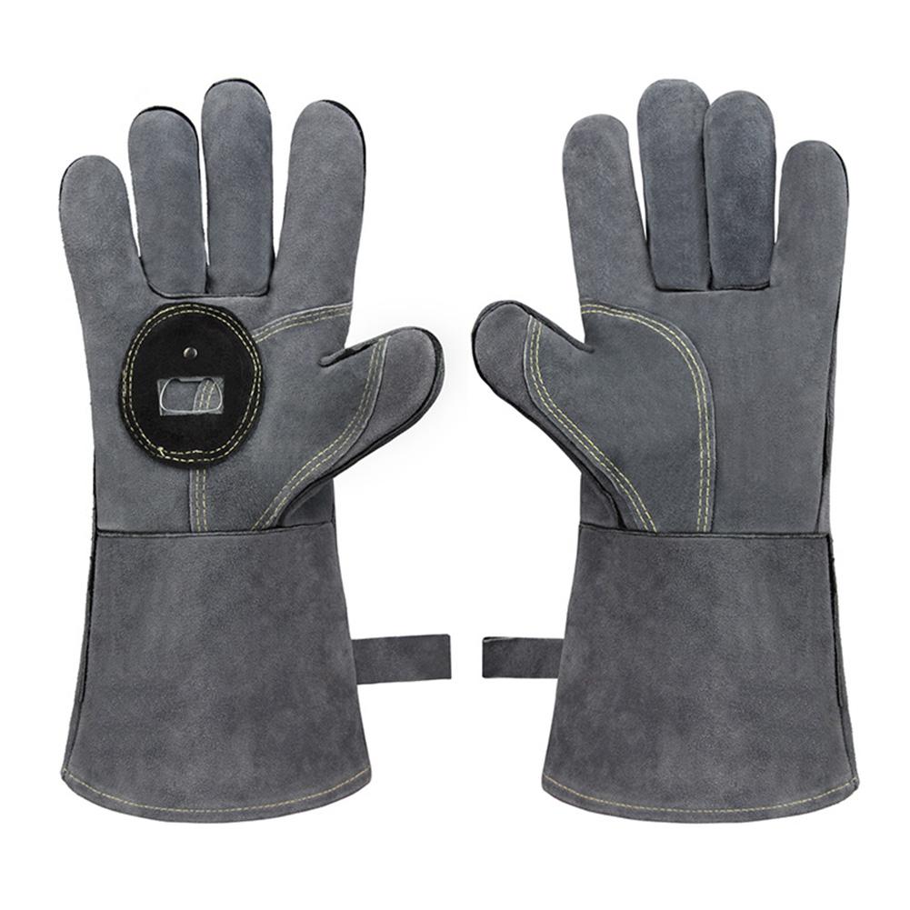 Gants de four pour Barbecue, en cuir forgé, pour soudage, résistant à la chaleur, avec ouvre-bouteille, pour cuisson au Barbecue