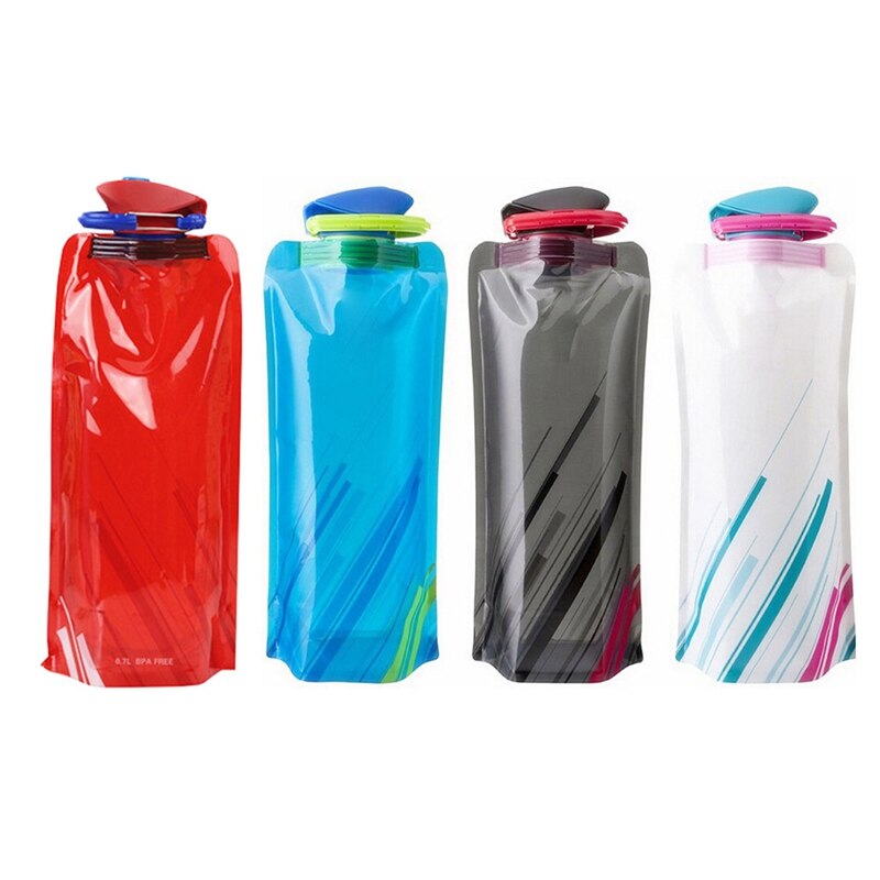 Bolsa de plástico plegable para botella, bolsa ligera y portátil para acampar, senderismo y Picnic, 700ml