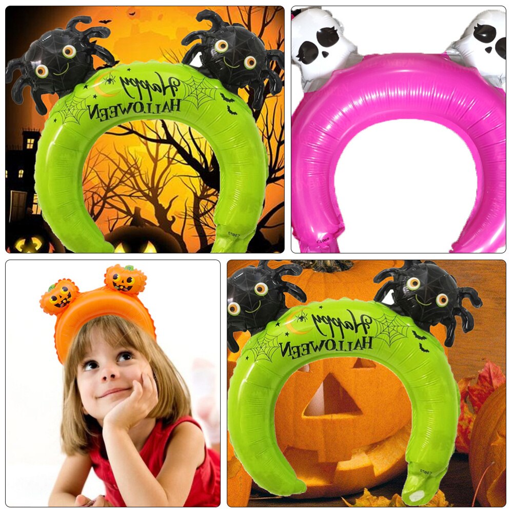 50 Stuks Halloween Hoofdbanden Cartoon Opblaasbare Ballon Haar Hoops Party Gunsten