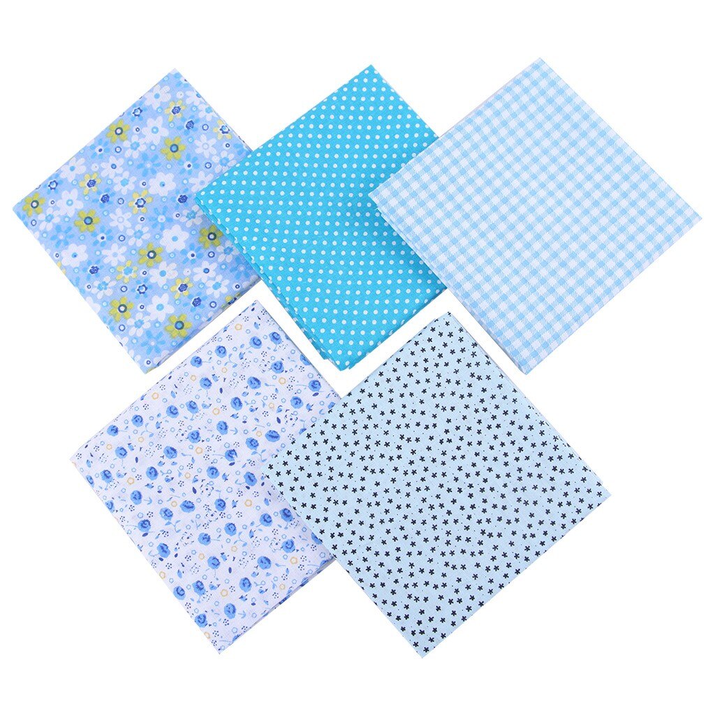 DIY Hand Stitched Children's Cotton Floral Printed Handkerchief Kids Boys Girls Small Floral Casual Handkerchief 5pcs: Light blue
