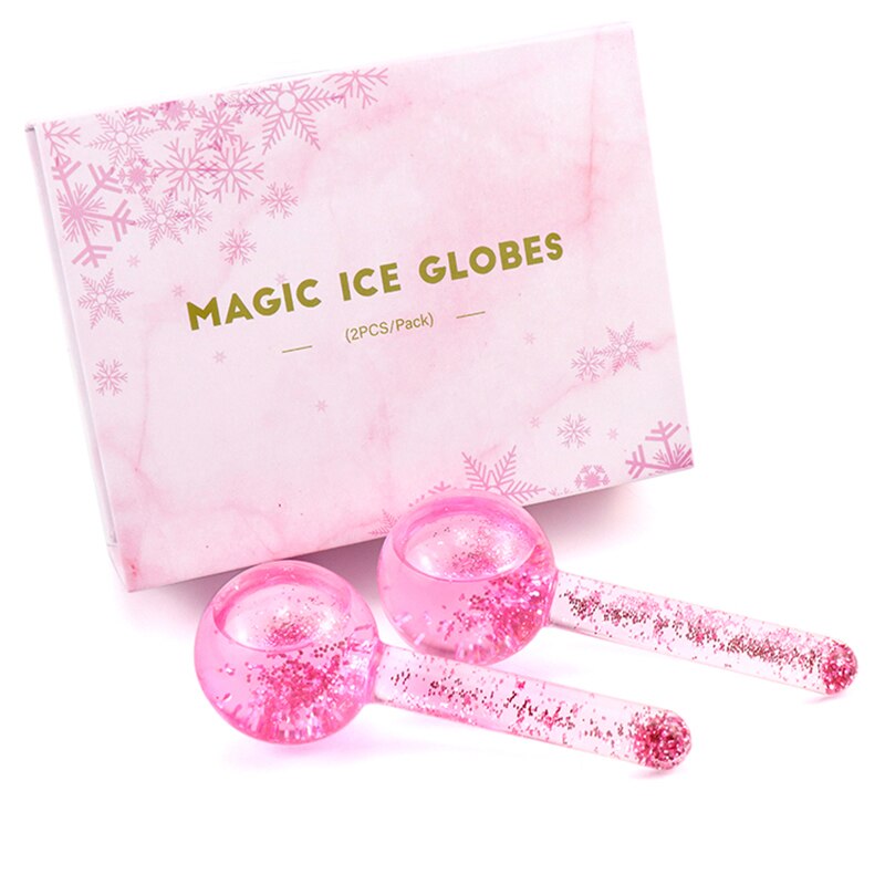 Facia-bola de cristal para Hockey sobre hielo, bola de cristal para belleza, ondas de agua, masaje Facial, uso en salón: PINK SET