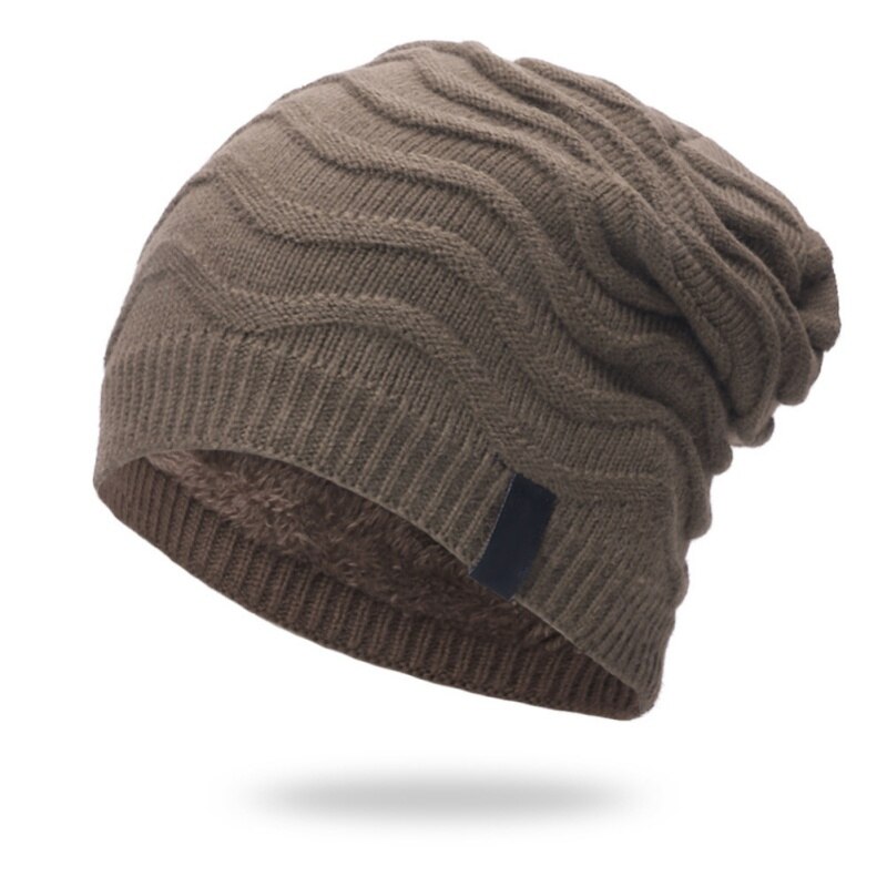 Vinter beanies mænd kvinder strikket hat kasket udendørs løbende vindtæt beany maske gorras motorhjelm varm baggy vinter hatte: Khaki