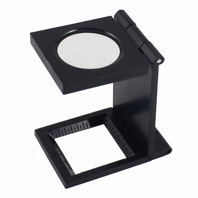 10x opvouwbare vergrootglazen met schaalverdeling voor textiel optische sieraden opvouwbare microscoop vergrootglashouder met schaalverdeling: Default Title