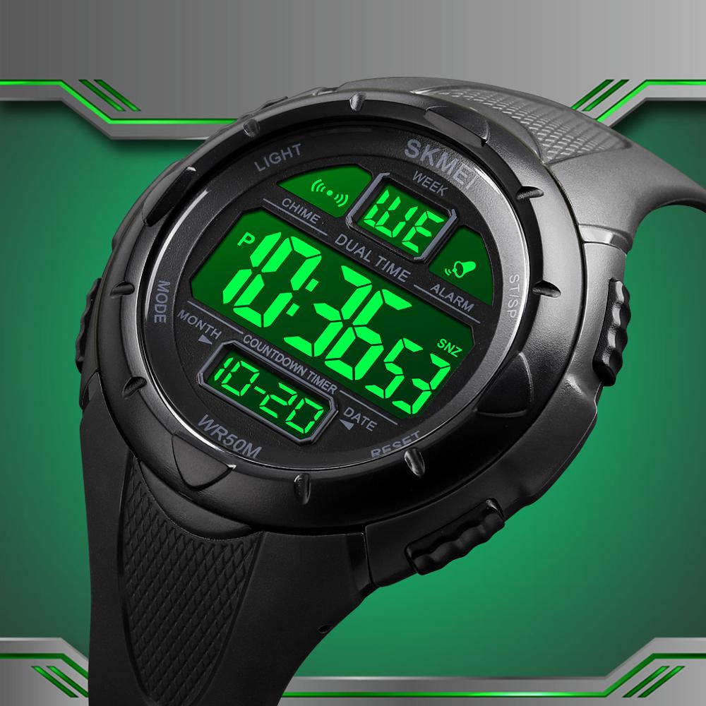 Heren Horloge Skmei Outdoor Sport Digitale Pu Band Led Lezen Waterdichte Elektronische Horloge Week Datum Mannelijke Klok