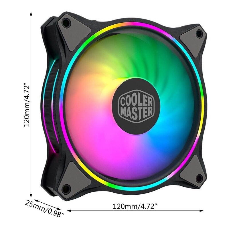 Cooler Master MasterFan MF120 HALO Dual Ring Addressable RGB Fan for PC Computer Case Liquid Radiator