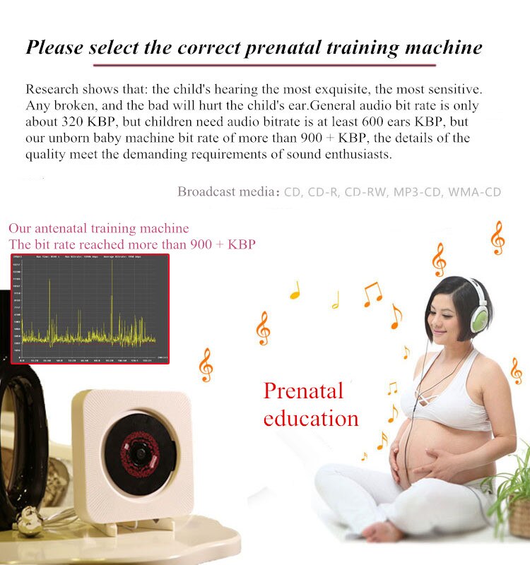 Wall-mounted CD player Bluetooth FM radio CD stereo prenatal fidelity digital amplifier