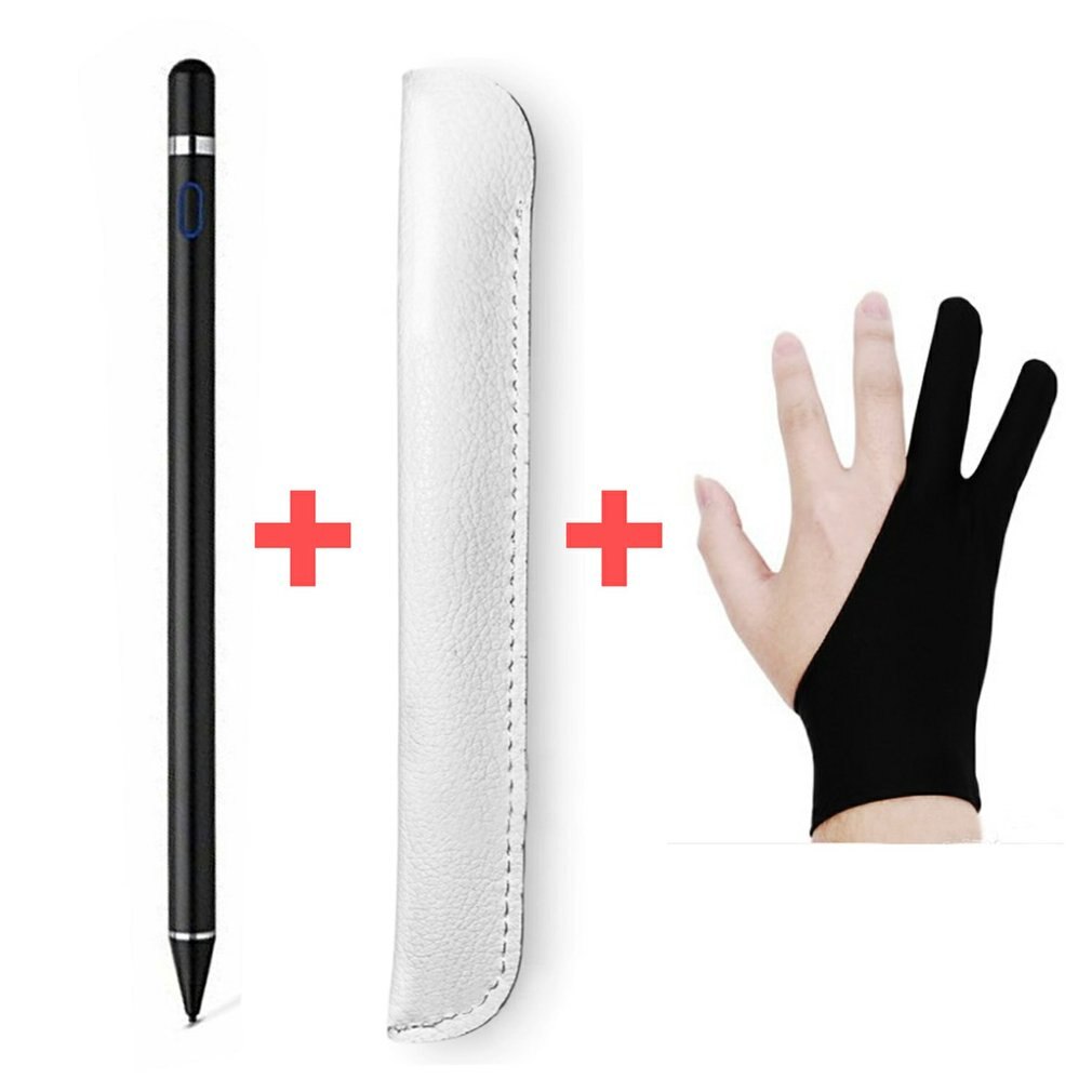 Stylus Capacitieve Pen Pen Case Handschoenen Voor Apple Potlood 2 1 Ipad Slagen Voor Tablet Universele Stylus Touch Pen: Black