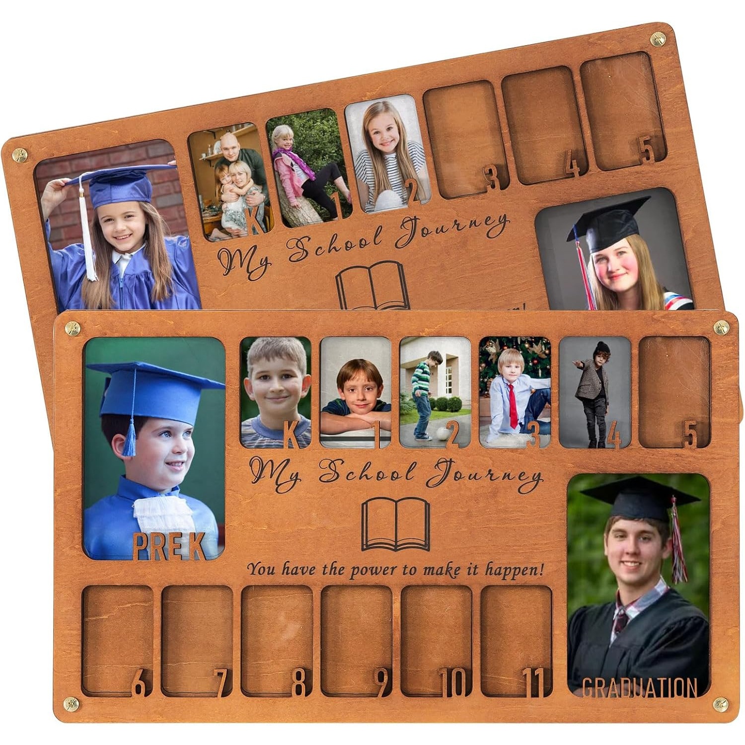 Fotolijst voor schooljaar, afstudeerfotodisplay voor kinderen, houten decoratieve fotolijst, voorschoolse afstuderen DIY: Chocolade