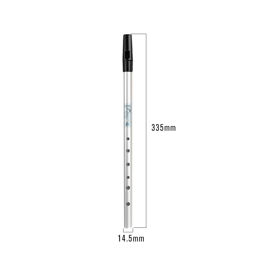 Traditional Irish Tin Whistle in the Key of C Aluminum Alloy For Beginner Use (Silver)
