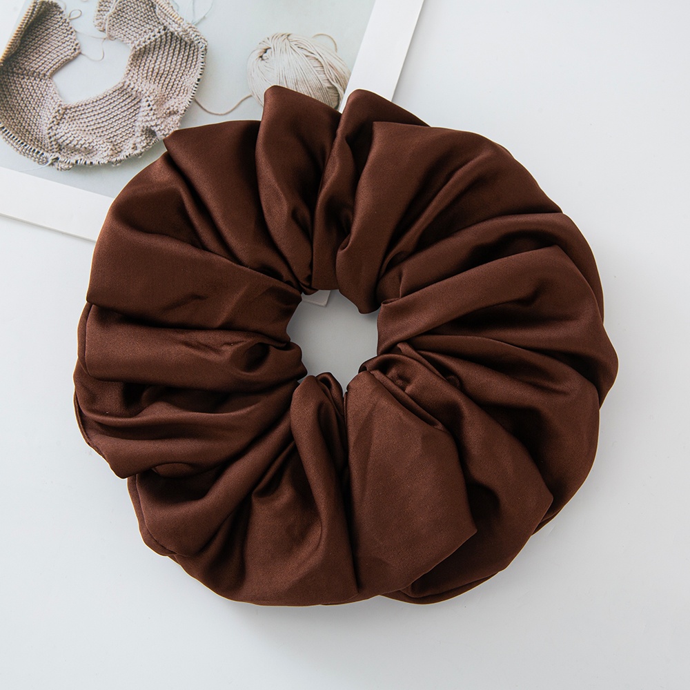 Grandes scrunchies de cetim oversized jumbo scrunchy dormir gigante muçulmano elástico volumizing puro costura laço de cabelo scrunchie: Café