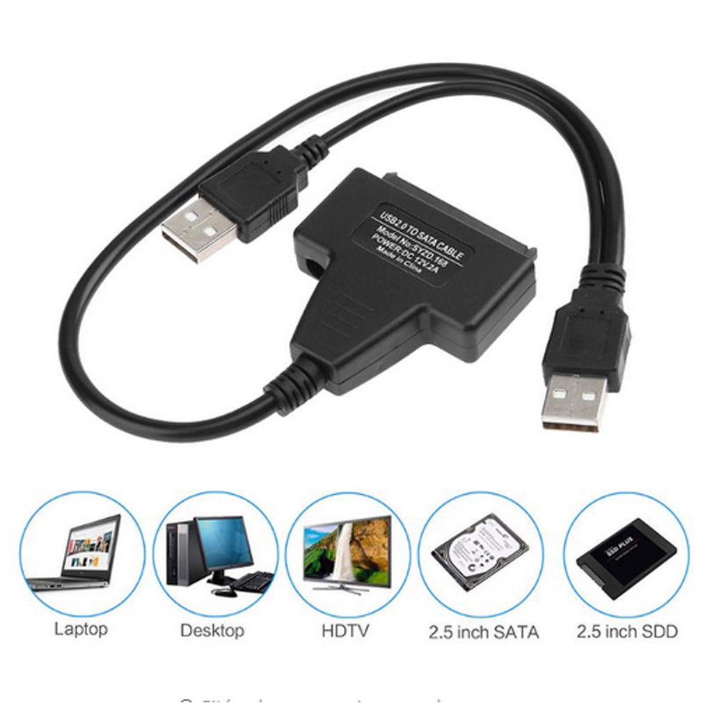 USB 3.0 SATA 7+15Pin to USB 2.0 Adapter Cable For 2.5 HDD Laptop Hard Disk Drive