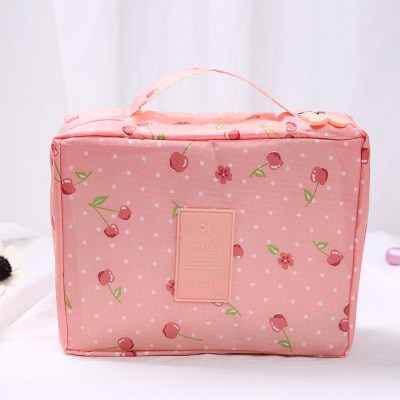 Multifunction High Capacity Travel Cosmetic Bag Women Cherry Flamingo Bags Toiletries Organizer Waterproof Storage Make Up Cases