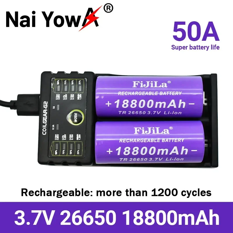 Batería recargable De iones De litio, 26650, 3,7 V, 18800mAh, para lámpara De Poche LED, Torche, acumulador, Chargeur, Nouveauté 26650A