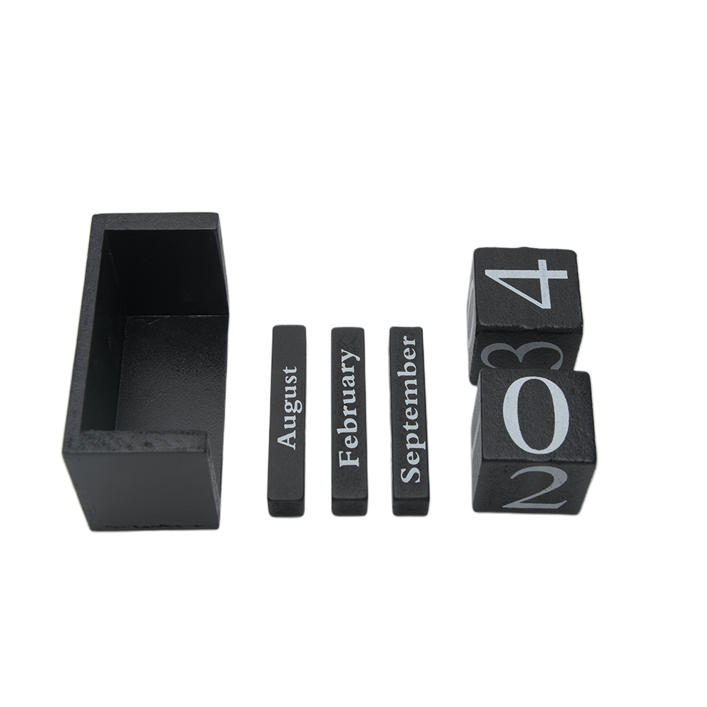 Month Date Display Home Office Decor DIY Living Room Desktop Wood Calendar Wood Block Desk Decoration Reusable Planner