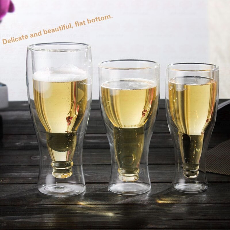 Borosilicate Double Wall Beer Glass Beer cups 250ml 350ml 450ml Juice Beverage Glass Beer Cup Simple