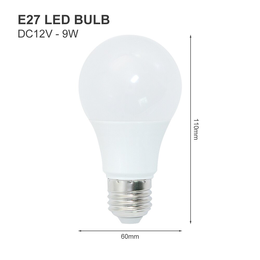 ANBLUB DC 12V E27 LED-lampe 3W 6W 9W 12W 15W Energiesparende Lamparas SMD 2835 LED Ball Licht Kein Flimmern Aluminium Bord Lampen: DC12V 9W / kalt Weiß