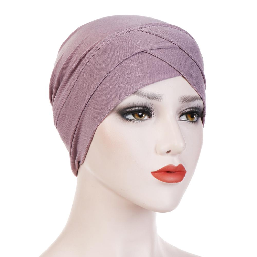 JTVOVO RUNMEIFA Modal Full Wrapped Forehead Cross Inner Headscarf Balaclava Elastic Beanie Muslim Women Stylish Hijab: Watermelon Red