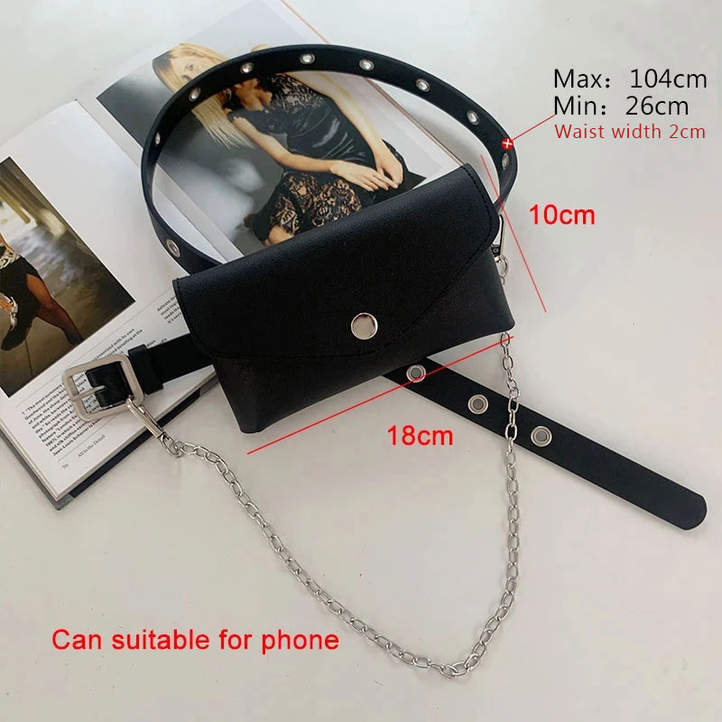 Moda feminina pacote de cintura pu fanny pacote simples saco de cinto de presente feminino sacos de corrente de telefone para a senhora casual pacote bolsa feminina preto
