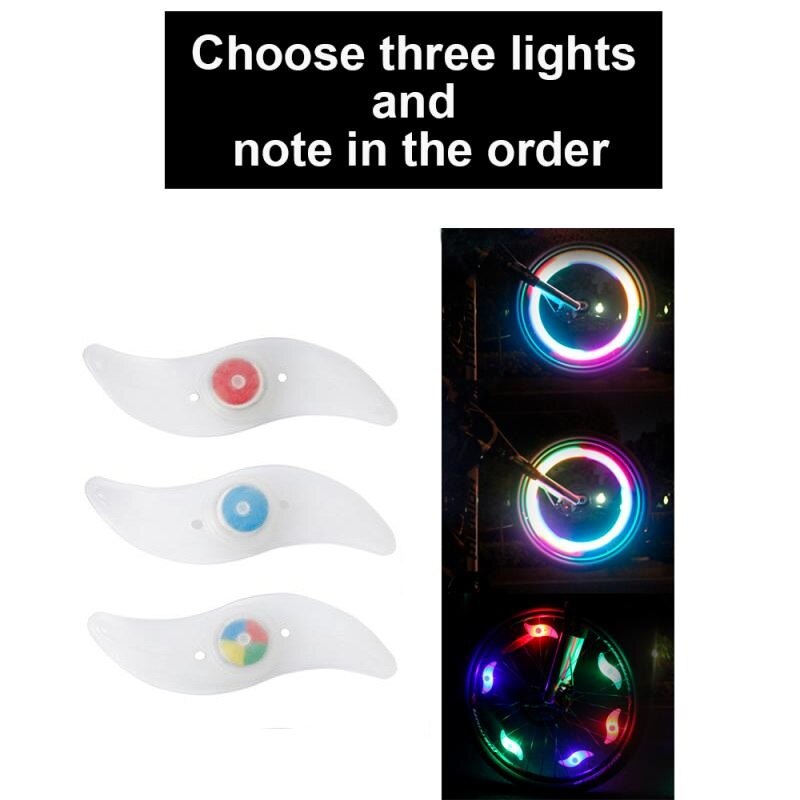 Reflectores LED de 3 modos de Flash para bicicleta, luz de radios de arco iris, pezón de rueda impermeable, accesorios de ciclismo de montaña, piezas de repuesto: Three lights