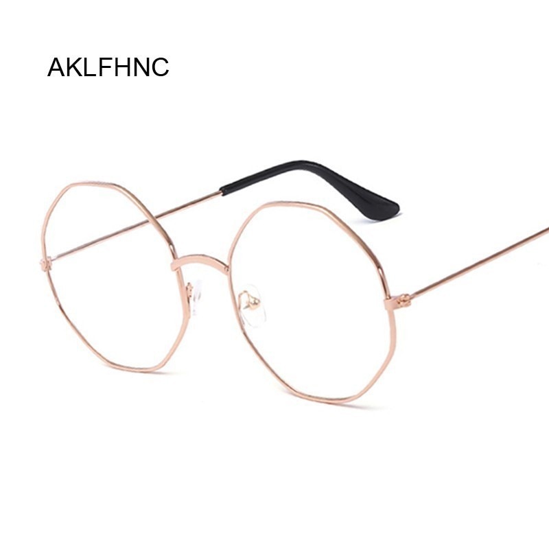 Women Glasses Optical Frames Metal Octagon Glasses Frame Clear Lens Eyeware Black Silver Gold Eye Glass