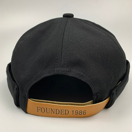 Män casual sjöman mekaniker biker hatt mössa dödskalle keps bräddlös keps unisex pumpa vintage marin mössor: Svart