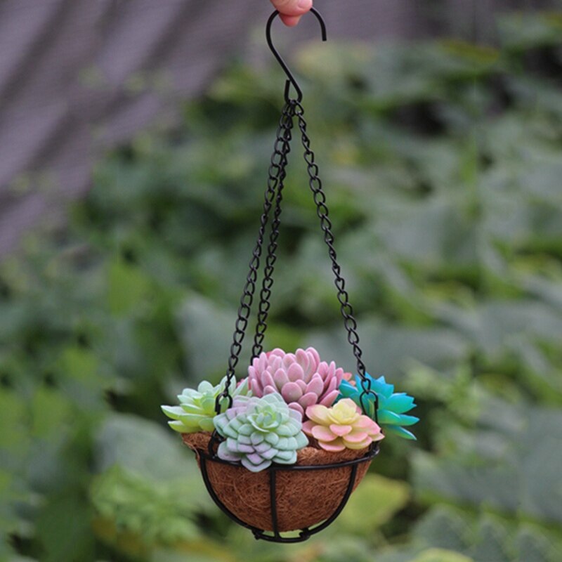 30/50/100cm Flower Pot Hanging Chain Iron Flower Basket Holder Hanging Basket with S-Shape Hanger Hook Garden Decoration