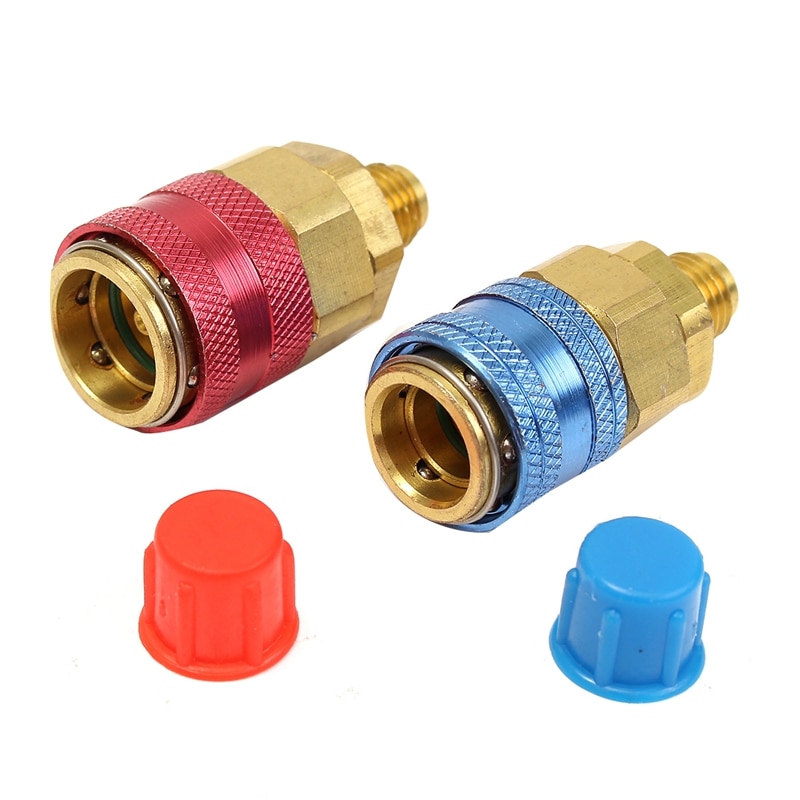 Conjunto de manómetro de colector automático superior A/C R134A manguera de carga de refrigerante con 2 acopladores rápidos para refrigeración de aire acondicionado R134A
