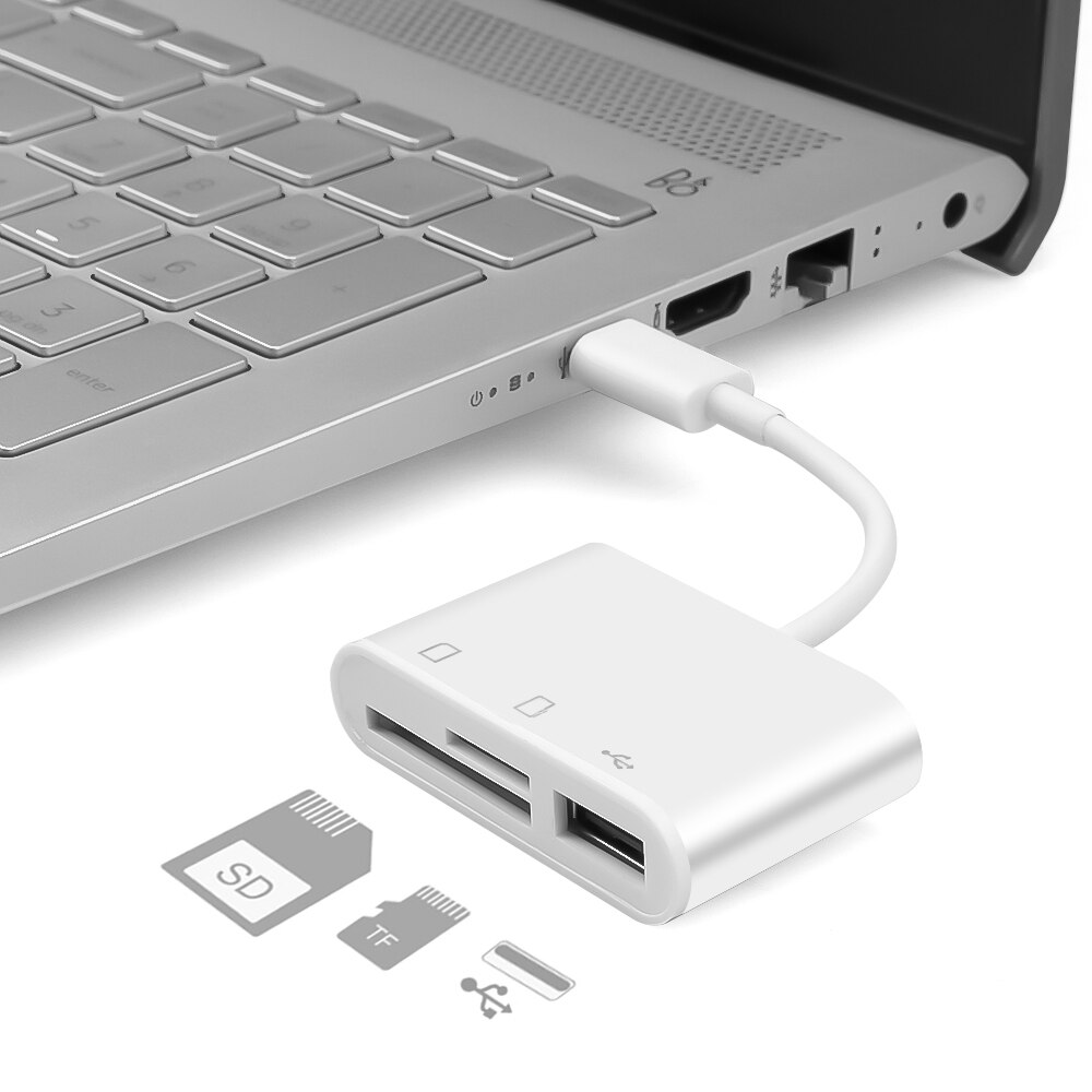 3 In 1 USB Card Reader Adapter Type C Cable SD / M... – Grandado