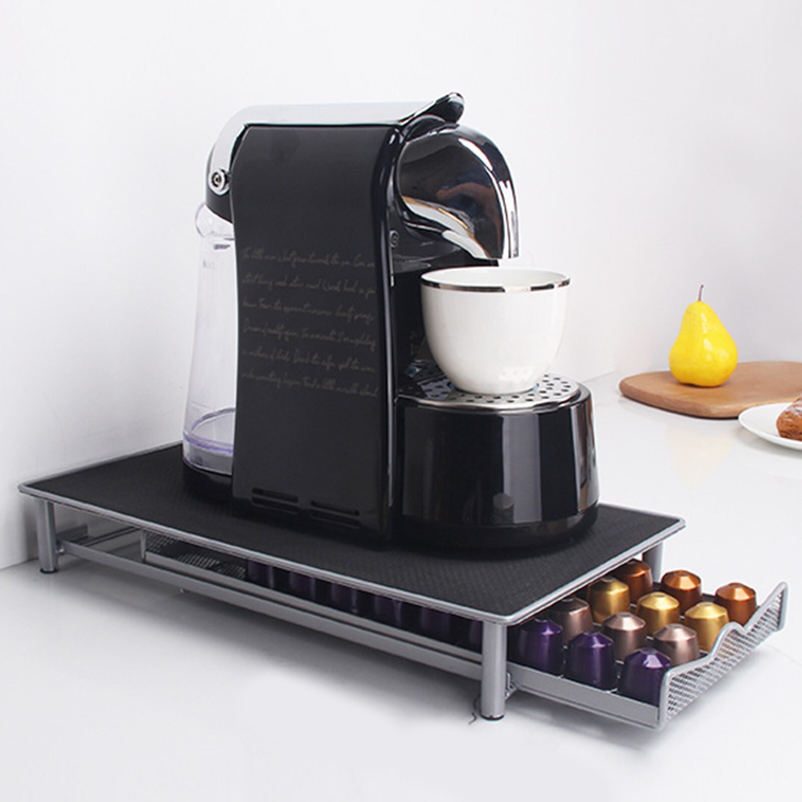 Prático café cápsula organizador gaveta café cápsula suporte gavetas titular para café nespresso cápsulas prateleiras titular rack