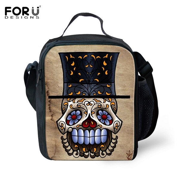 FORUDESIGNS Thermal Insulated Lunch Bag For Women Men Boys Girls 3D Skull Insulation Lunch Box Picnic Food Cooler Lunchbox Bolsa: C645G