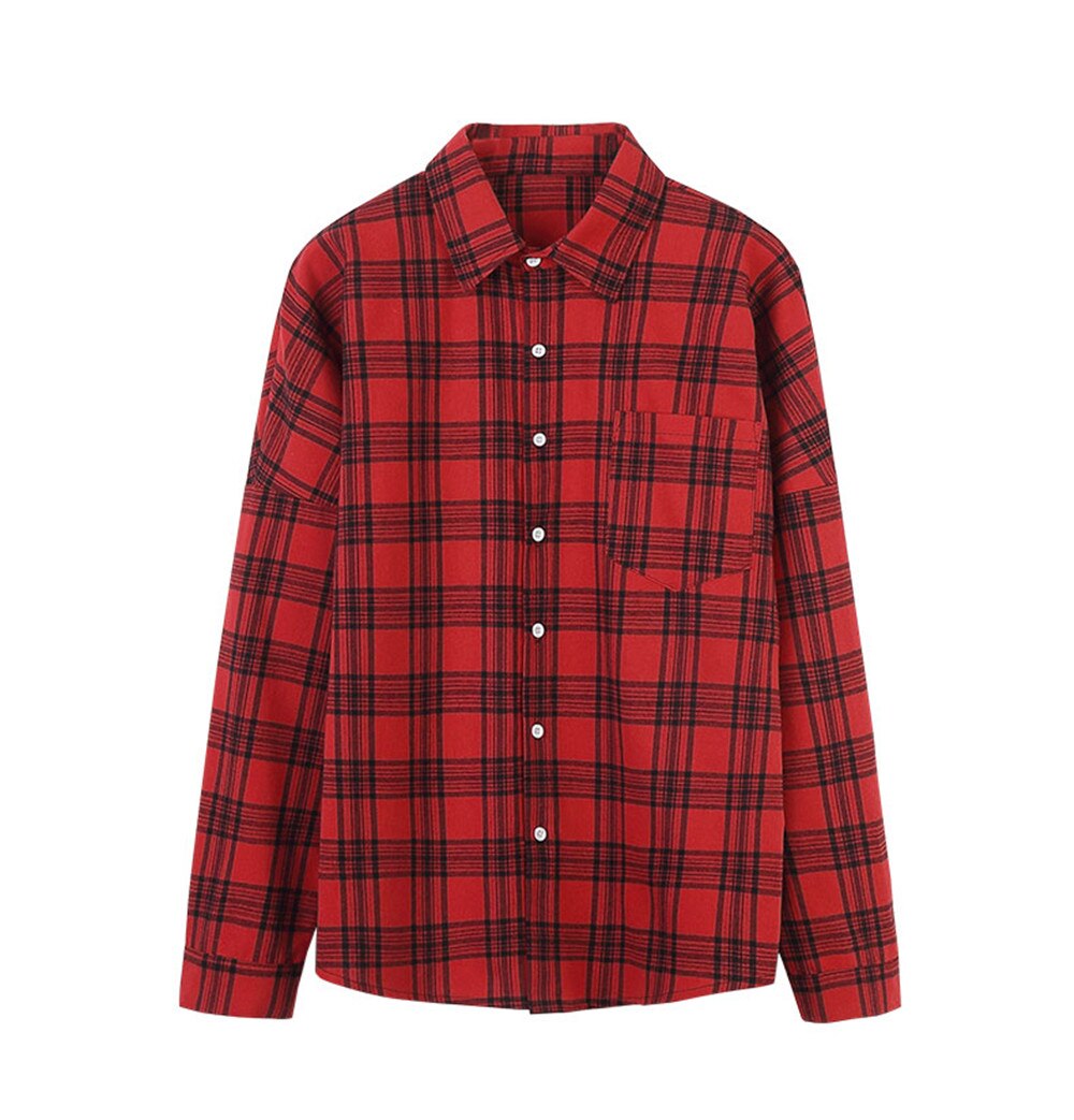 Raibaallu 100% Katoen Mannen Plaid Shirt Slim Fit Lente Herfst Mode Kleuren Mannelijke Toevallige Zachte Lange Mouwen Shirts Mannen blouse: L / Red