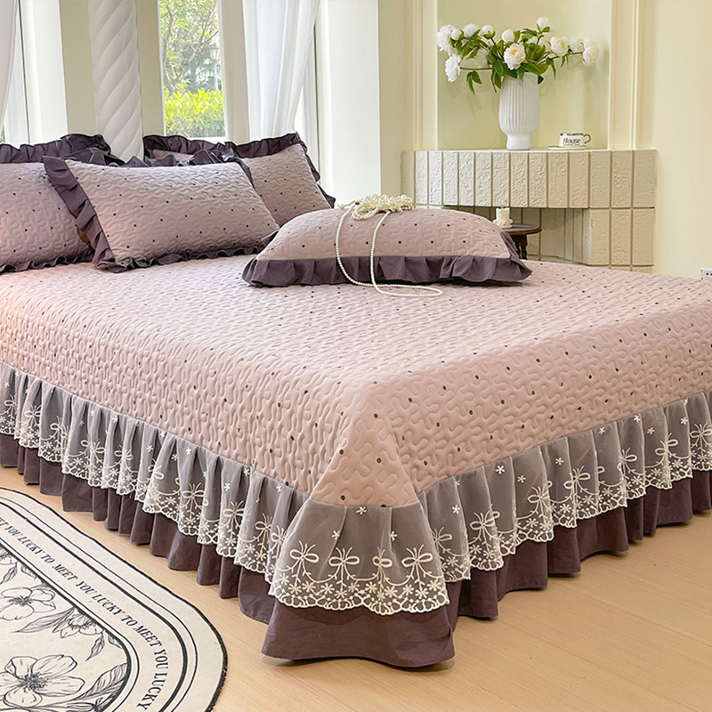 1pc Gewatteerde Sprei voor Bedden Dikke Deken met Kant Single/Queen/Kingsize Bloem Gedrukt Gewatteerde Bed cover Zachte Spreien