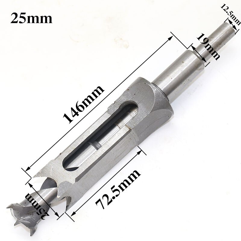 1pc HSS Square Hole Saw Mortise Chisel Wood Drill Bit with Twist Drill: 25mm