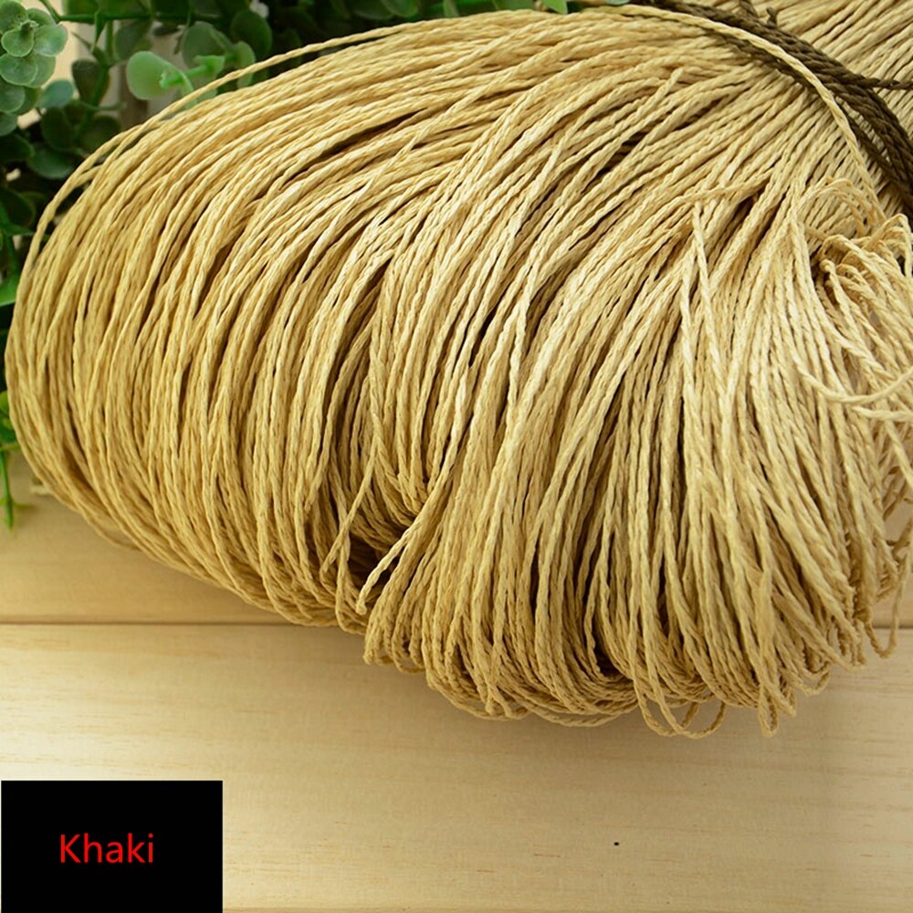 500G Raffia Stro Garen Handgemaakte Breien Hoed Haken Garen Handcrafts Materiaal: Khaki