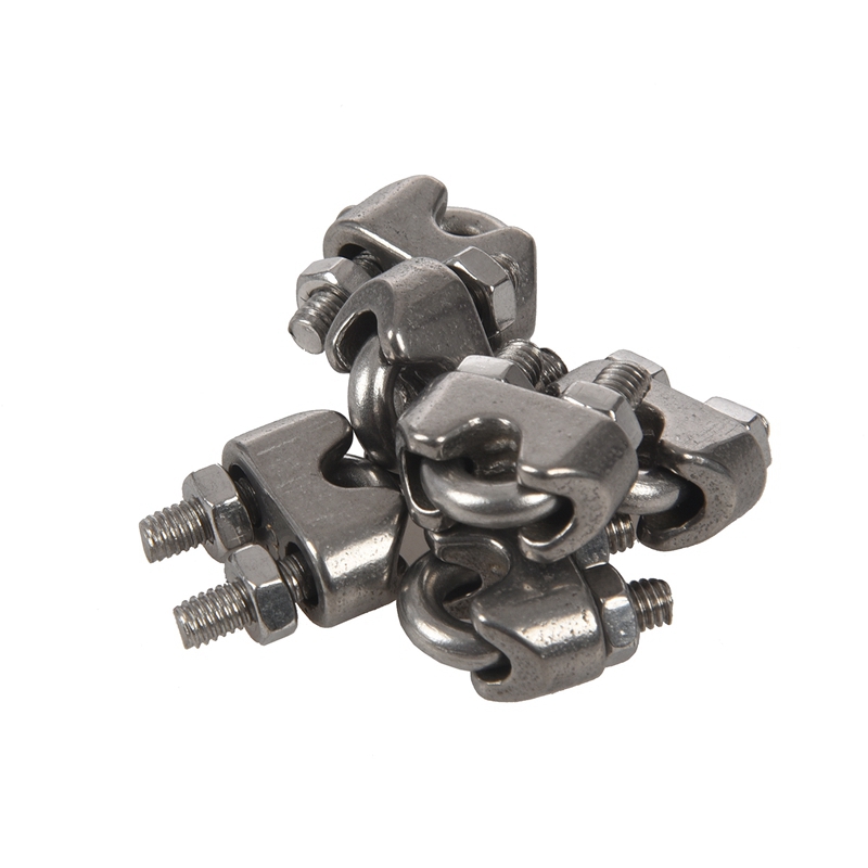 5mm Dia Steel PVC Coated, Flexible Wire Rope Cable with 6Pcs 304 Stainless Steel Saddle Clamp Cable Clip