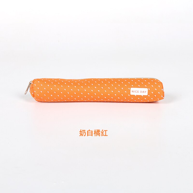 Colorful School Pencil Cases Pencil Bag Stationery for Girls Cute Fabric Pencil Case: Orange