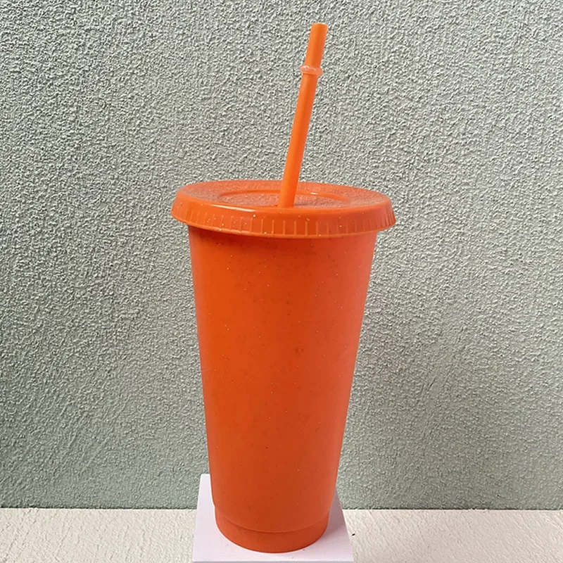 Kreatywny Kubek ze Słomką, Brokatowy Kubek z Cekinami, Kolorowy Kubek robić Kawy i Soku ze Słomką, Prosty, Uroczy, Popularny w Internecie Kubek z Plastikowym Dnem, Przenośny Kubek na Zewnątrz: czarny