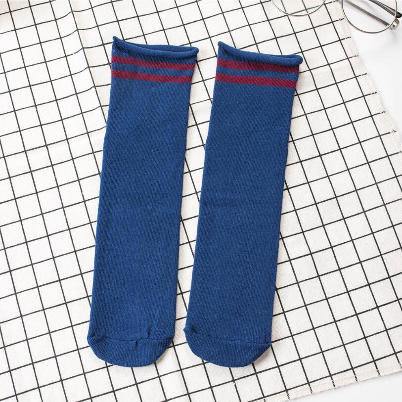 Meias longas listradas para crianças, meninos e meninas, esportivas, futebol, acima do joelho: Blue Socks